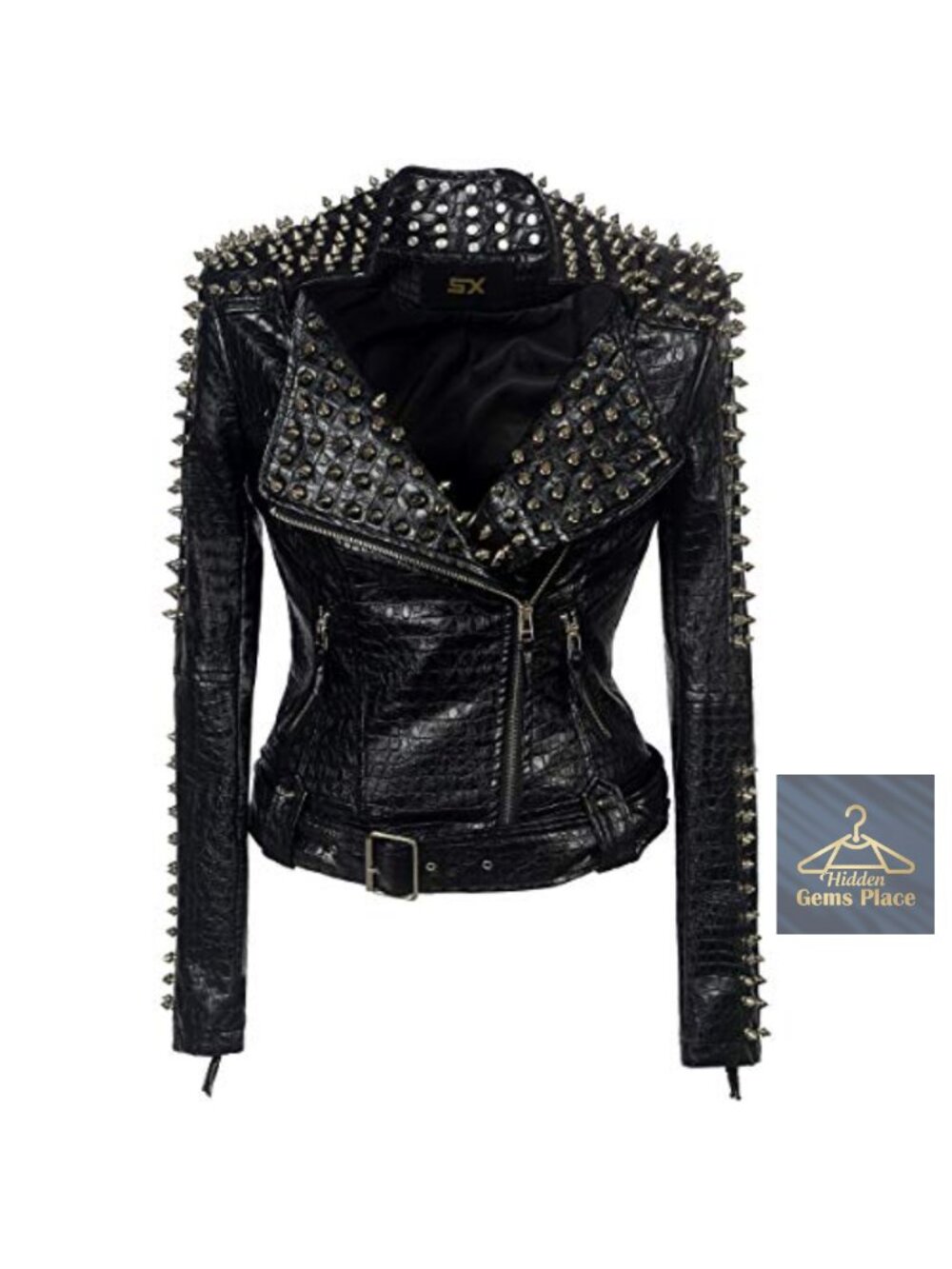 Punk Faux Leather Jacket Studded Rivet Motorcycle Coat